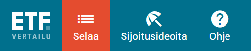 ETF-työkalu yläpalkki, ETF-sijoittaminen