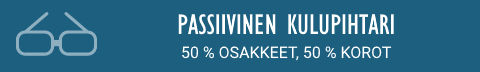 Passiivinen Kulupihtari -mallisalkku – 50 % osakkeet, 50 % korot