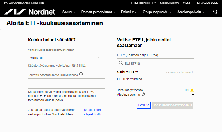 Nordnet ETF-kuukausisäästäminen