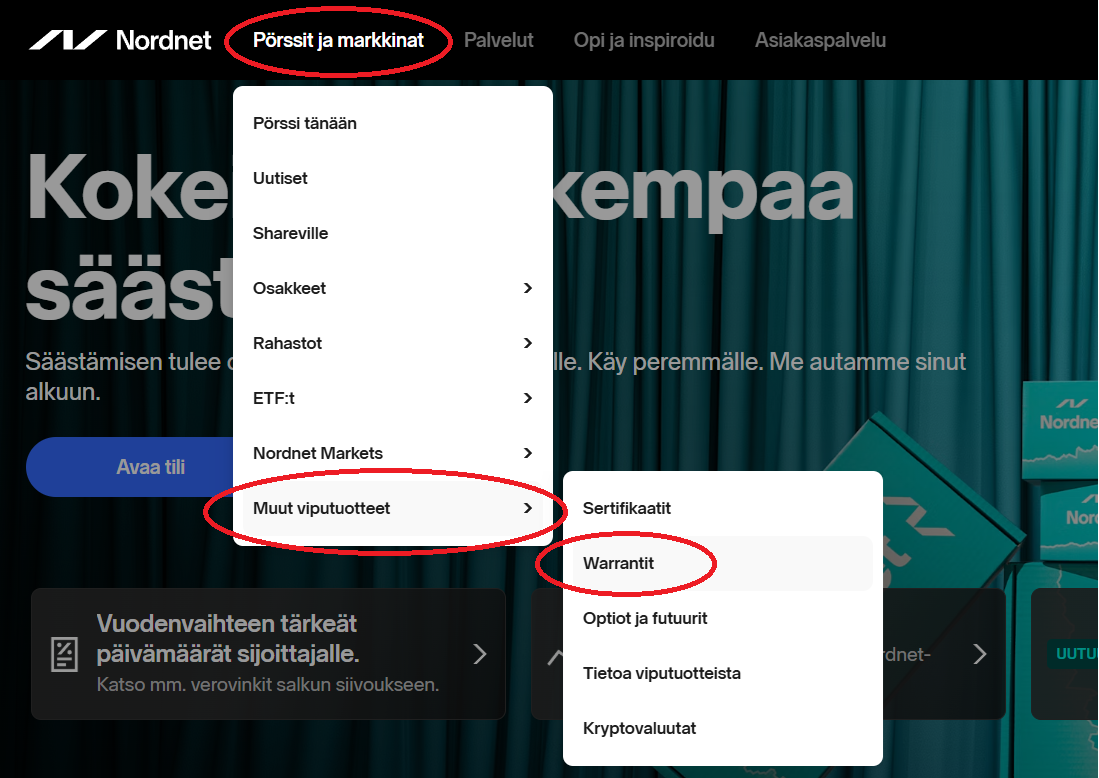 Societe Generalen tuotteet Nordnetissä
