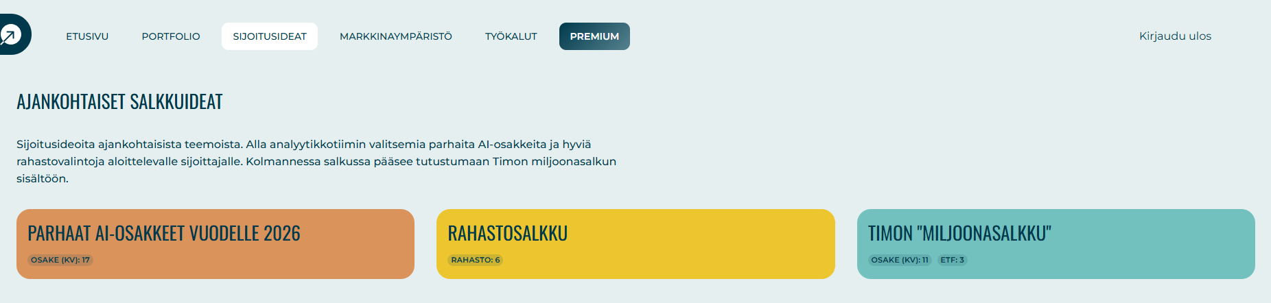 Katso salkkujen sisältö sijoitusideat -osiosta